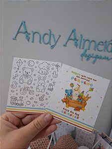 20 Un Postal Ursinho Dia das Crianças para pintar - PRONTA ENTREGA