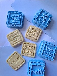 Kit 4 Cortadores + Carimbo Frases Moldura - Criandy