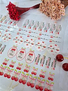 PRÉ VENDA - 2º LOTE Sem personalizar - 1 Folha Adesivo DTF UV - CEREJA MÃE - FULL