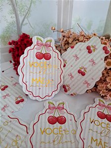 PERSONALIZADO - 100 Un Postal 9x6,5cm "CEREJA MÃE MOLDURA"