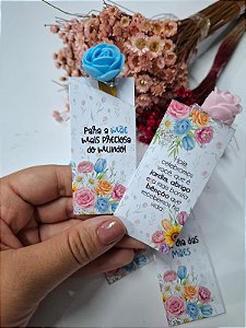 PERSONALIZADO - 25 Mini Lixas Botão de Rosa - Floral Candy - Dia das Mães