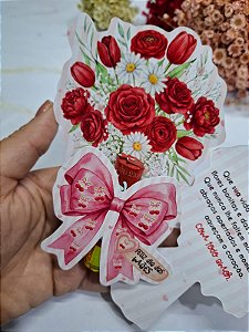 PERSONALIZADO - Card Buquê com Baton - Cerejas - Dia das Mães