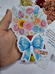 PERSONALIZADO - Card Buquê com Baton - Floral Candy - Dia das Mães