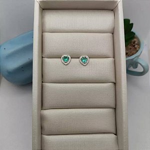 BRINCO LUXO CORAÇÃO MICRO CRAVEJADO COM ZIRCÔNIA CENTRAL