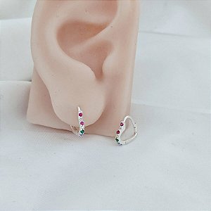 Argola Click Coração Micro Cravejada