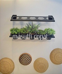 Prateleira Garden com suporte para parede - Masutti Copat cor preto - 815x100x200mm
