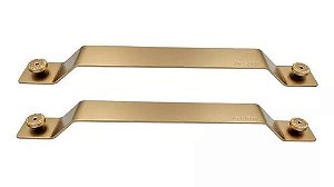 Puxador Para Porta Nord Duplo Dourado  Zen 30 Cm