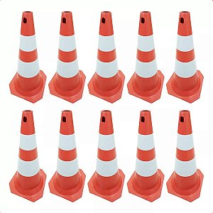 Cone Flexível Laranja 75cm Para Sinalização De Trânsito Refletivo / BR Plast