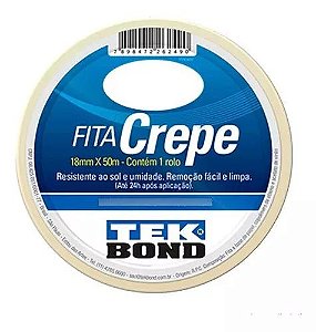 Fita Adesiva Crepe Papel 18mm X 50m Uso Geral - Tekbond