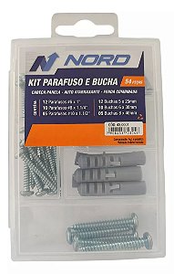 Kit 54 Pcs Parafuso E Bucha Cabeça Panela Auto Atarraxante