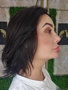 Peruca de cabelo humano Castanho Escuro 35 cm COD 060