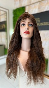 PERUCA DE CABELO HUMANO 60CM CASTANHO CLARO FIO A FIO  200GR CODP062