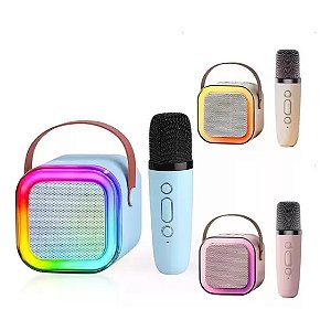 Caixa de som com karaokê microfone sem fio k12/am-8580