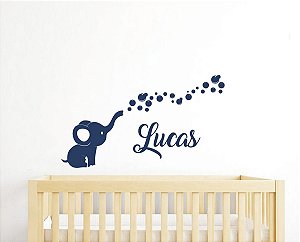 Adesivo de Parede - Elefante + Nome Personalizado