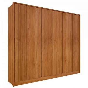 Roupeiro 6 Portas Barcelona Ripado 6 Gavetas Cinamomo/Off White TCIL