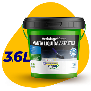 Manta Liquida Asfaltica Preta 3,6kg - VedaLaje Viapol Impermeabilizante