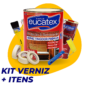 Kit Verniz Premium Cores 3,6l - Eucatex + Itens