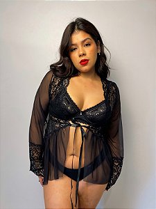 Robe de Tule com Detalhes em Renda