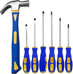 Kit Ferramentas com Martelo Chaves de Fenda Teste Voltagem