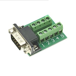 Módulo Adaptador DB9 Serial RS232 Macho com Borne