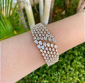 BRACELETE DOURADO COM ZIRCÔNIAS CRISTAIS