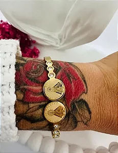 BRACELETE DOURADO AÇO INOX NOSSA SENHORA