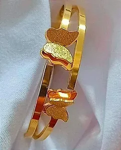 BRACELETE DOURADO AÇO INOX BORBOLETA