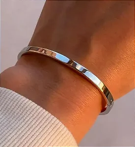 BRACELETE PRATEADO AÇO INOX LISO