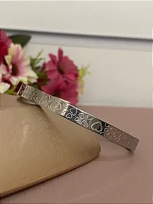 BRACELETE PRATEADO AÇO INOX CORAÇÕES