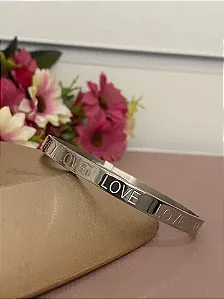 BRACELETE PRATEADO AÇO INOX LOVE
