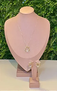 CONJUNTO DOURADO COLAR E BRINCOS ELOS