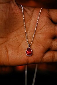 CONJUNTO PRATEADO COLAR E BRINCO GOTA