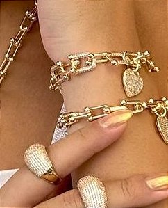 PULSEIRA DOURADA INSPIRAÇÃO TIFANNY CORAÇÃO