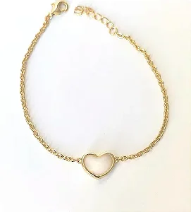 PULSEIRA DOURADA ELO PORTUGUÊS COM CORAÇÃO