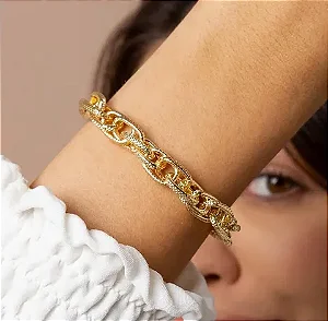 PULSEIRA DOURADA ELOS TRANÇADOS