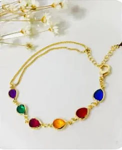 PULSEIRA DOURADA DUPLA COM GOTAS