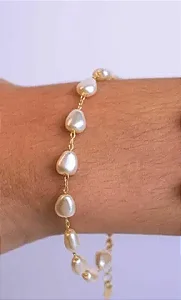 PULSEIRA DOURADA PÉROLAS
