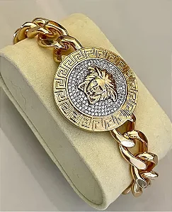 PULSEIRA DOURADA COM MANDALA INSPIRAÇÃO VERSACE