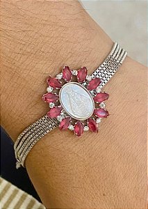 PULSEIRA PRATEADA RÓDIO NOSSA SENHORA MADRE PÉROLA