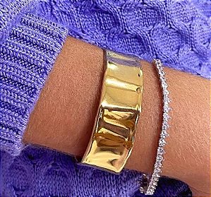 PULSEIRA DOURADA RIVIERA CRISTAL