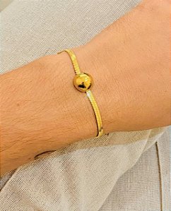 PULSEIRA DOURADA FITA AÇO INOX MEIA ESFERA