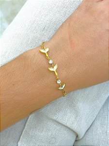 PULSEIRA DOURADA AÇO INOX CALDA SEREIA