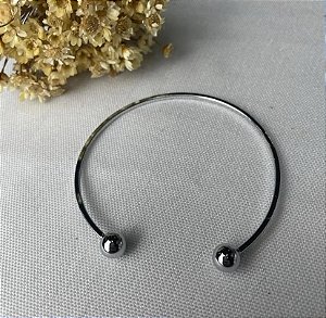 BRACELETE PRATEADO AÇO INOX COM ESFERAS