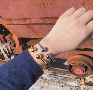 BRACELETE PRATEADO LISO ESFERAS