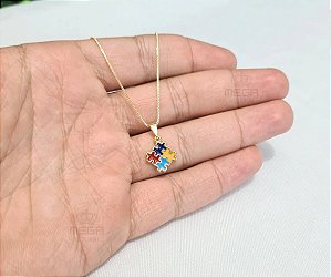 COLAR DOURADO VENEZIANA PINGENTE AUTISMO
