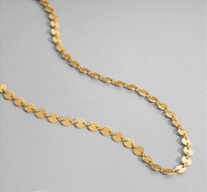 COLAR DOURADO LONGO BOLINHAS CHAPA