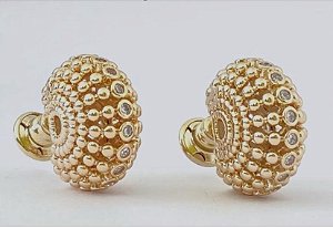 BRINCO DOURADO ESFERAS COM ZIRCÔNIAS