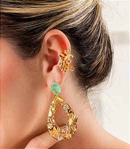 BRINCO DOURADO COM ZIRCÔNIAS VERDES