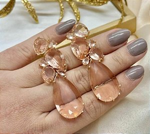 BRINCO DOURADO ZIRCÔNIAS ROSE