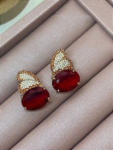 BRINCO DOURADO ZINCÔNIAS VERMELHO